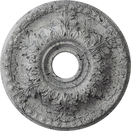 Ekena Millwork Granada Medallion (Canopies up to 6 5/8"), 18"OD x 3 1/2"ID x 2 1/2"P, Ultra Pure White Crackle CM18GAUWC